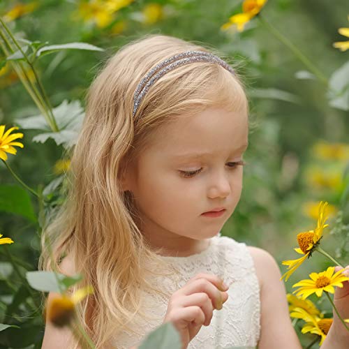 4 Piezas Diadema de Diamantes de Imitación Banda de Cabeza Lateral Doble Diadema de Cristal Delgada para Mujeres Chicas Accesorios de Pelo