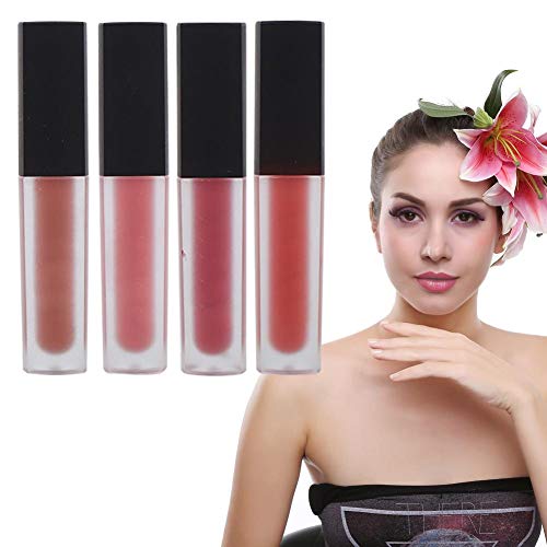 4 Piezas Set de Brillo Labial Mate, Herramienta Cosmética de Maquillaje de Labios de Larga Duración y No Pegajosa(A)