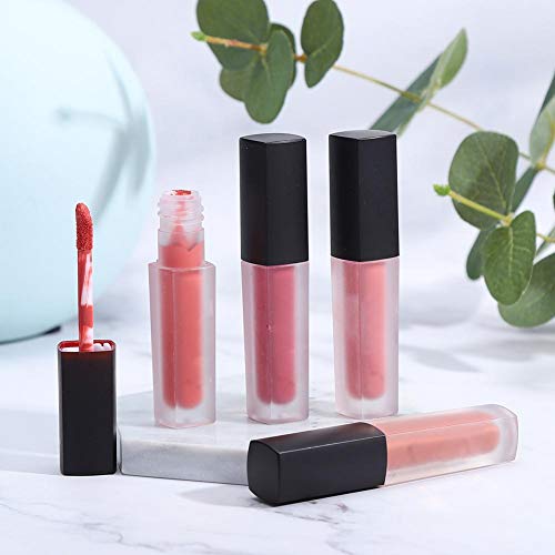 4 Piezas Set de Brillo Labial Mate, Herramienta Cosmética de Maquillaje de Labios de Larga Duración y No Pegajosa(A)