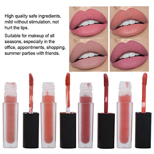 4 Piezas Set de Brillo Labial Mate, Herramienta Cosmética de Maquillaje de Labios de Larga Duración y No Pegajosa(B)