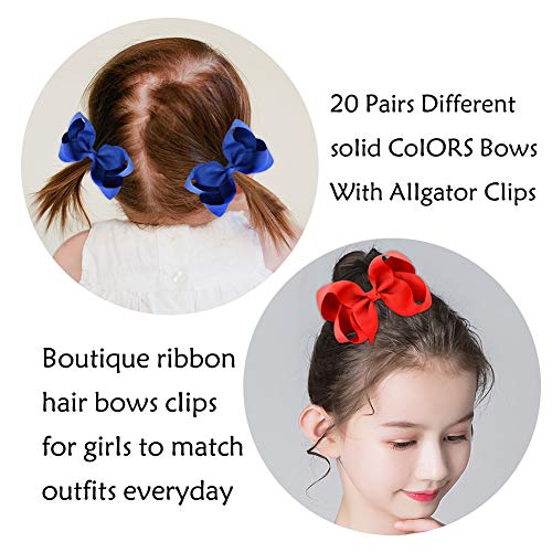40 lazos de grogrén para niñas y bebés, accesorios para el pelo con pinzas antideslizantes