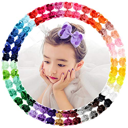 40 lazos de grogrén para niñas y bebés, accesorios para el pelo con pinzas antideslizantes