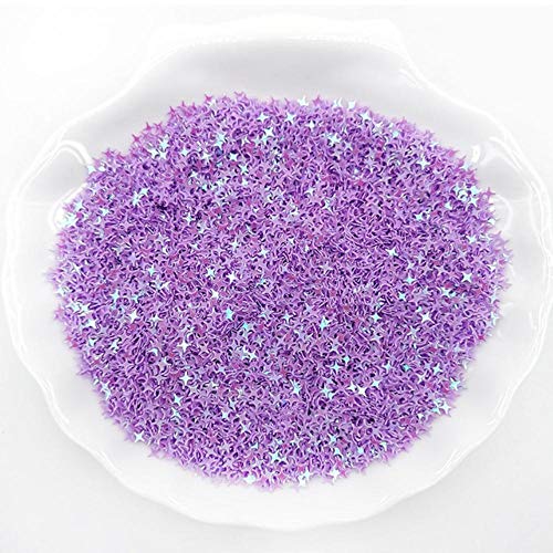 4000Pcs Lentejuelas sueltas de PVC ultradelgadas 4 mm Lentejuelas de estrellas cruzadas Paillettes de brillo de uñas DIY 3D Nail Arts Material de manicura Decoración, AB Morado, 20g 4000Pcs