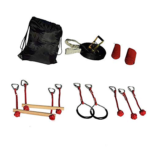 44.29ft Slackline Ninja Línea de la barra de mono Kit for Programación de Carrera de obstáculos, Slackline Kit con el brazo Trainer línea, Protectores Árbol, Folleto de instrucciones, Llevar guantes d