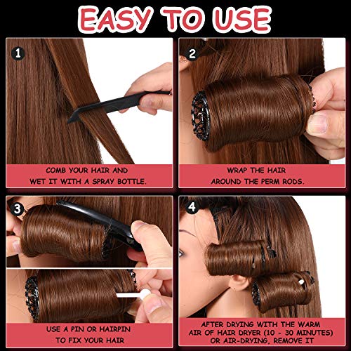 48 Piezas Conjunto de Rodillos de Pelo de Malla de Alambre 3 Tamaños Barras de Permanente de Cabello Rizadores de Peluquería con Pinzas de Pelo de Dientes de Pato para Herramientas de Peinado