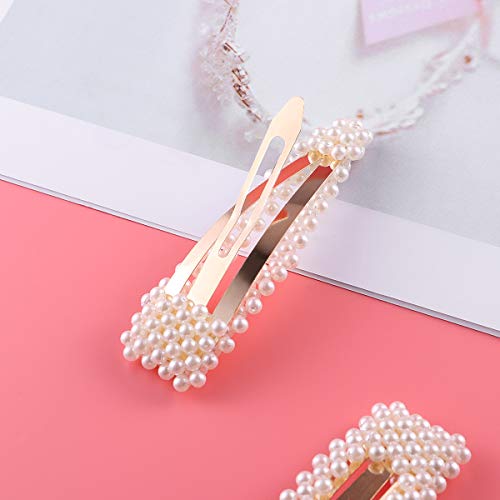 4pcs Moda Clips de pelo simple Perla fresca Pasadores de pelo Bobby Pin Pasadores de pelo para damas y niñas