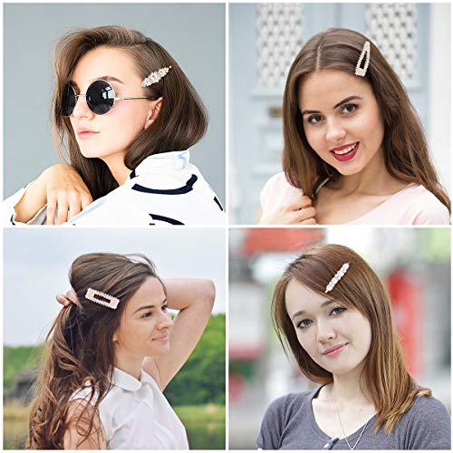 4pcs Moda Clips de pelo simple Perla fresca Pasadores de pelo Bobby Pin Pasadores de pelo para damas y niñas