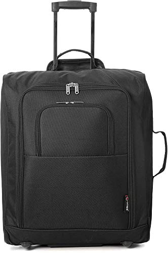 5 Cities Easyjet, British Airways, Jet2 56X45X25Cm Maximum Cabin Hand Luggage Approved Trolley Bag Equipaje de Mano, 56 cm, 60 Liters, Negro (Black)