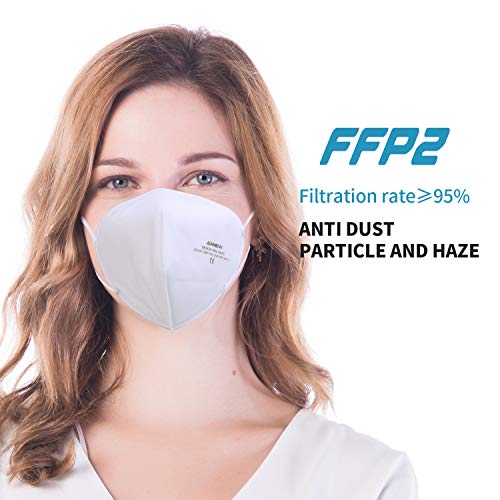 5 Máscaras Faciales,KN95 / FFP2 Mascarilla,Mascarilla Protectora de Respirador de 5 Capas, Máscara Desechable Transpirable para Adultos
