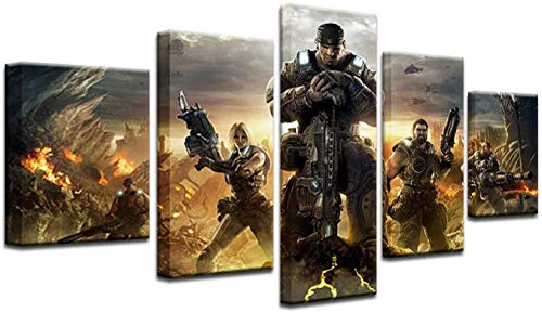 5 piezas cuadro en lienzo Cuadro compuesto por 5 lienzos impresos en HD, utilizados para decoración del hogar y carteles Gear 4 Game Bone (150x80cm sin marco)