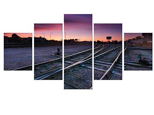 5 piezas de lienzo moderno impreso vía de tren decoración del hogar para carteles de sala de estar, decoración de arte de pared, marcos de fotos Rkmaster