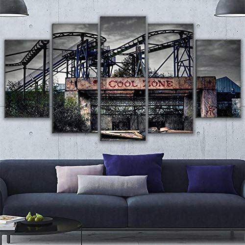 5 piezas de lienzo pintura decoración 200X100CM viejo fresco parque de atracciones dormitorio empresa oficina-sin marco