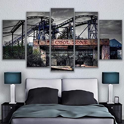 5 piezas de lienzo pintura decoración 200X100CM viejo fresco parque de atracciones dormitorio empresa oficina-sin marco