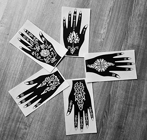 5 piezas derecho parte superior de mano enchancted India árabe pegatinas adhesivo reutilizable plantilla para dibujar alrededor por laminau