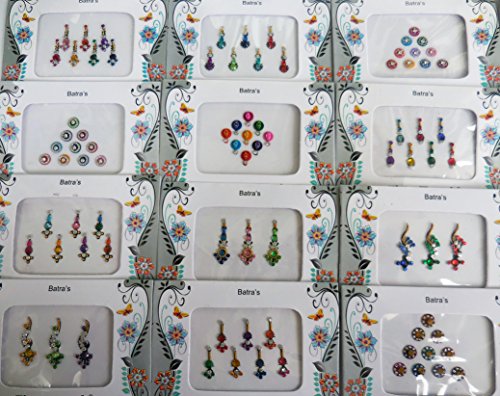 50 paquetes Bindi – Bindis al por mayor Bindis indio Bindi pegatinas multicolor cara joyas India Tika