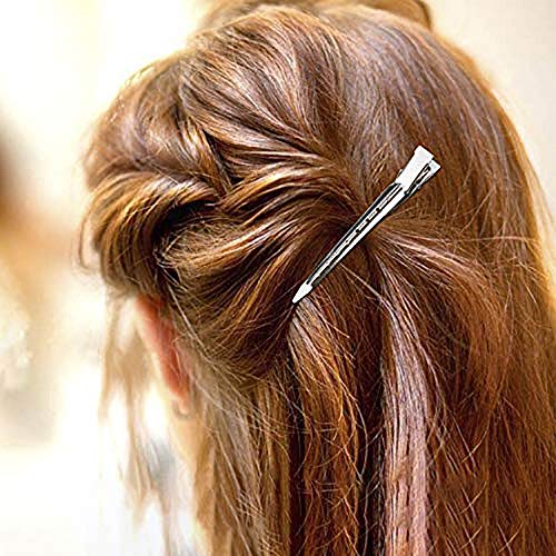 50 Pcs Metal Pinza de Cocodrilo de Pelo Clips de Seccionamiento con Agujeros ,Pinza de Peluquería Punta Clips de Pelo de Sección de Ajuste de Rizos Pinzas de Cocodrilo de Metal Pinza