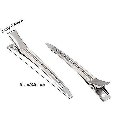 50 Pcs Metal Pinza de Cocodrilo de Pelo Clips de Seccionamiento con Agujeros ,Pinza de Peluquería Punta Clips de Pelo de Sección de Ajuste de Rizos Pinzas de Cocodrilo de Metal Pinza