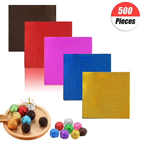 500 piezas 5 colores aluminio candy envoltorios,Envoltorios de dulces de chocolate Envoltura de papel de aluminio dorado para Navidad Envases de dulces y chocolate de bricolaje