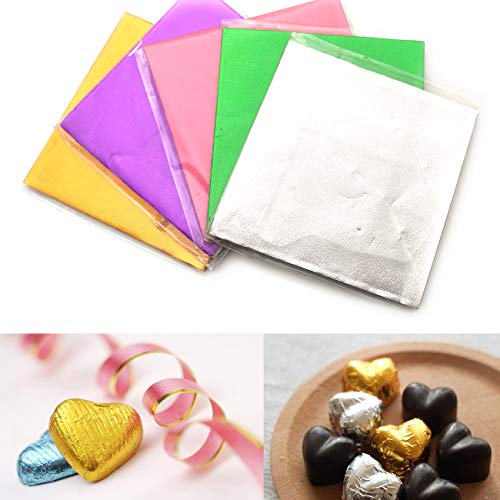 500 piezas 5 colores aluminio candy envoltorios,Envoltorios de dulces de chocolate Envoltura de papel de aluminio dorado para Navidad Envases de dulces y chocolate de bricolaje