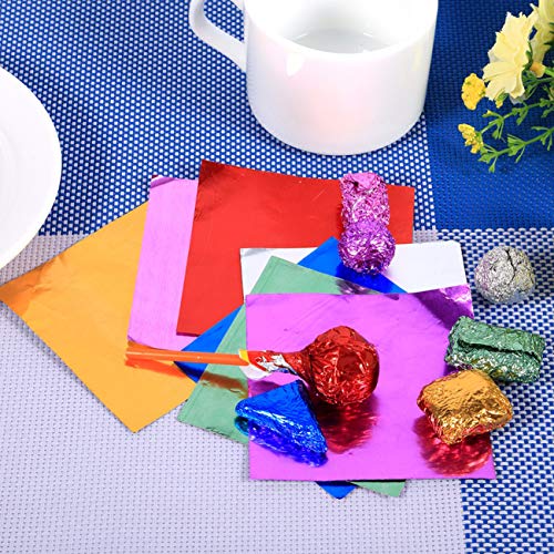 500 piezas 5 colores aluminio candy envoltorios,Envoltorios de dulces de chocolate Envoltura de papel de aluminio dorado para Navidad Envases de dulces y chocolate de bricolaje