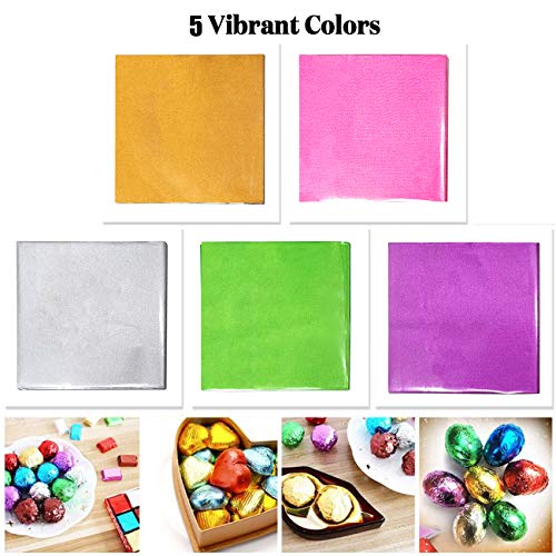 500 piezas 5 colores aluminio candy envoltorios,Envoltorios de dulces de chocolate Envoltura de papel de aluminio dorado para Navidad Envases de dulces y chocolate de bricolaje