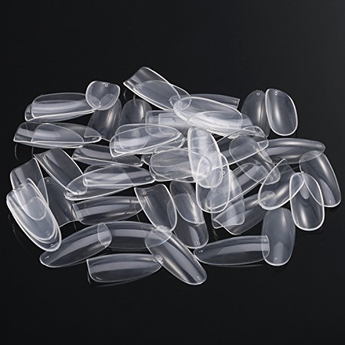 500 Piezas de Punta de Uña Falsa Oval Uñas Postizas de Acrilíco de Cubierta Completa 10 Tamaños con Caja Transparente para Salón de Uñas y DIY Arte de Uñas, Transparente