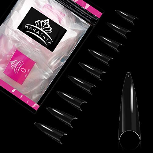 500 puntas de uñas acrílicas para uñas postizas largas francesas con forma de aguja de uñas postizas de 10 tamaños para mujeres y niñas