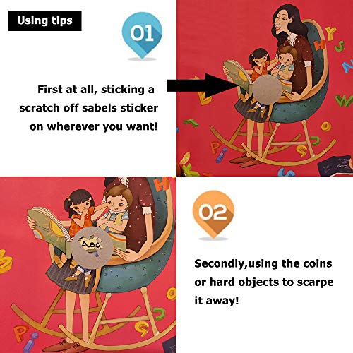 540 piezas Rascar Etiquetas Pegatinas, CNYMANY 2,5cm Circular Cuadrado Autoadhesivo Pelar y Pegar Etiquetas para Juegos Fiesta Regalo Tarjeta postal Promoción: Oro, Plata, Plata Metálica