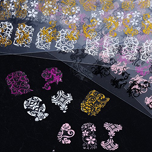 540pcs(5hojas) Decoración Pegatinas Stickers Vinilos Etiquetas Adhesivas de Uñas DIY 9 patrones 5 colores