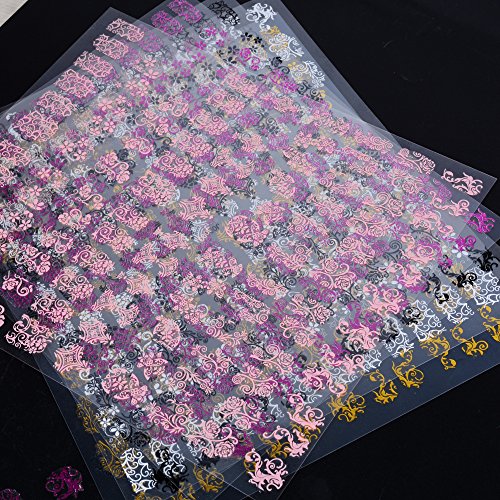 540pcs(5hojas) Decoración Pegatinas Stickers Vinilos Etiquetas Adhesivas de Uñas DIY 9 patrones 5 colores