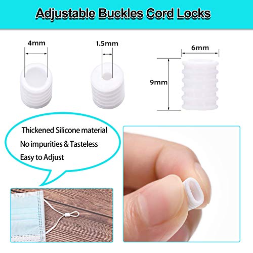 5mm 8Metros Cuerda Elastica, Blanco Plana Cintas elásticas para Costura y Manualidades DIY Cordon, Cordón Goma Elástico Bandas con Tiras de Aluminio para la Nariz y Hebilla Ajustable