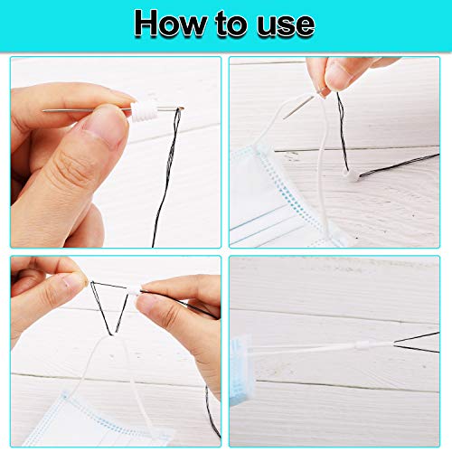 5mm 8Metros Cuerda Elastica, Blanco Plana Cintas elásticas para Costura y Manualidades DIY Cordon, Cordón Goma Elástico Bandas con Tiras de Aluminio para la Nariz y Hebilla Ajustable