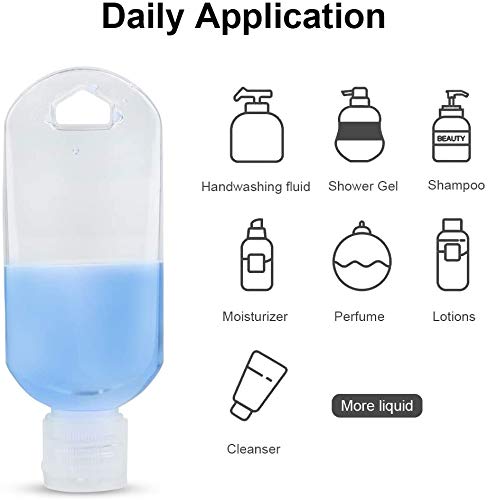 6 Botellas De Viaje Botellas Vacias con MOSQUETON, A Prueba DE Fugas DE 50 ML, Recargable, con Tapa ABATIBLE, CONTENEDOR para DESINFECTANTE DE Manos + 2 ESTUCH Mascara (Rosa + Verde, 30 ML)