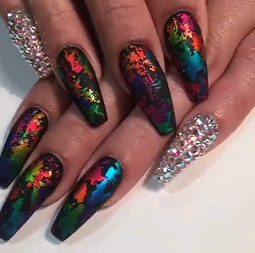 6 cajas de doble cara de color para uñas de acrílico, brillante, papel de aluminio dorado para decoración de uñas