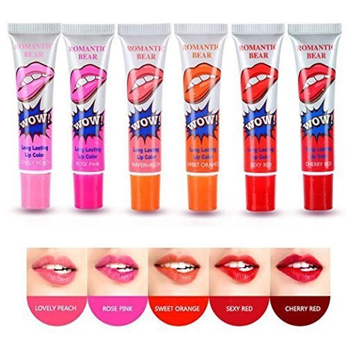 6 colores de larga duración impermeable tatuaje Magic Color Peel Off máscara tinte brillo labial