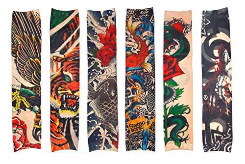 6 PC Falso Tatuaje Temporal Mangas Cuerpo Protector Solar de Arte Medias Accesorio