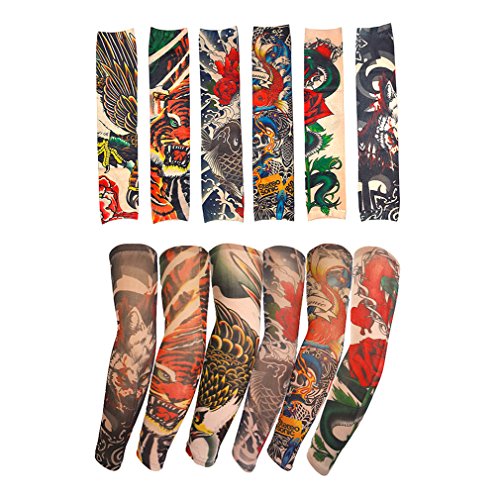 6 PC Falso Tatuaje Temporal Mangas Cuerpo Protector Solar de Arte Medias Accesorio