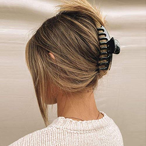 6 piezas de garra de pelo grande, pinza de mandíbula de pelo jumbo con estampado de leopardo, garra de tortuga, soporte de cola de caballo de pelo largo y grueso, agarre fuerte para el pelo