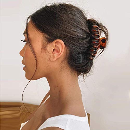 6 piezas de garra de pelo grande, pinza de mandíbula de pelo jumbo con estampado de leopardo, garra de tortuga, soporte de cola de caballo de pelo largo y grueso, agarre fuerte para el pelo