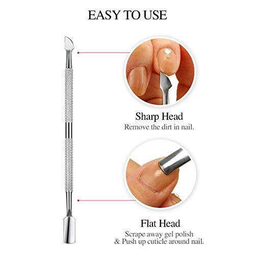6 Piezas de Recortador de Cutícula con Empujador de Cutícula Alicates de Cutícula Raspador de Cutícula de Acero Inoxidable Cuchara Pelador Raspador Limpiador de Gel para Uñas Pies, 3 Colores