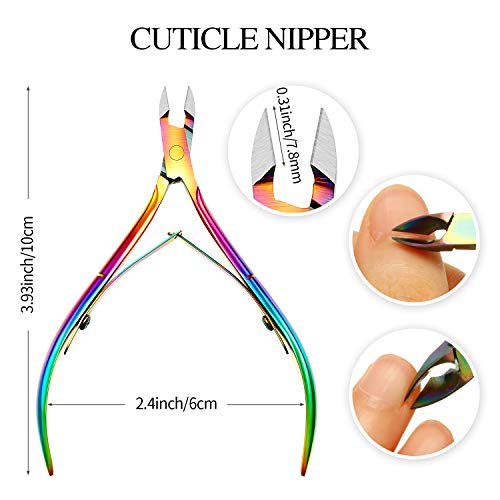 6 Piezas de Recortador de Cutícula con Empujador de Cutícula Alicates de Cutícula Raspador de Cutícula de Acero Inoxidable Cuchara Pelador Raspador Limpiador de Gel para Uñas Pies, 3 Colores
