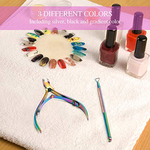 6 Piezas de Recortador de Cutícula con Empujador de Cutícula Alicates de Cutícula Raspador de Cutícula de Acero Inoxidable Cuchara Pelador Raspador Limpiador de Gel para Uñas Pies, 3 Colores