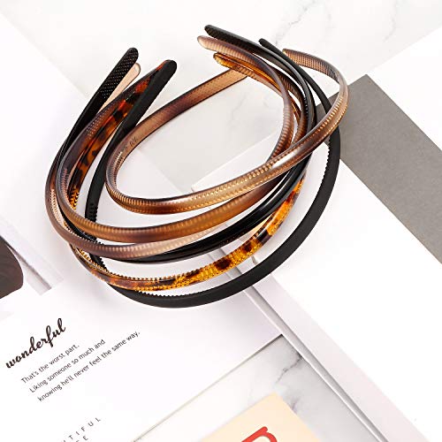 6 Piezas Diademas de Plástico Liso Diademas de Peine de Dientes Bandas de Cabello Flacas de Bricolaje para Mujer Niña (8 mm, Multicolor)