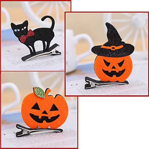 6 Piezas Horquillas para Halloween, Pinzas para Niños para el Cabello Calabaza Gato Fantasma Murciélago Horquillas Accesorios para Niños, para disfraz de Halloween, cosplay o decoración de fiesta