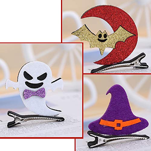 6 Piezas Horquillas para Halloween, Pinzas para Niños para el Cabello Calabaza Gato Fantasma Murciélago Horquillas Accesorios para Niños, para disfraz de Halloween, cosplay o decoración de fiesta