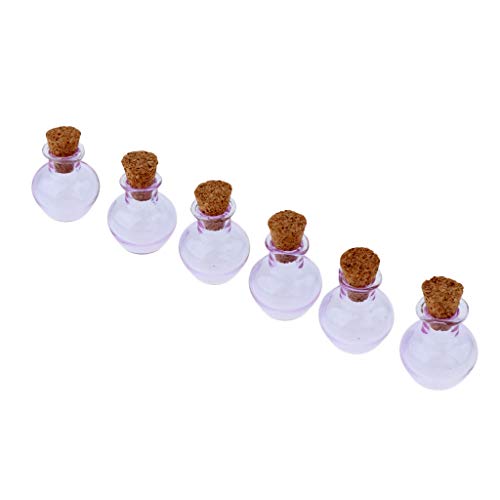 6 Unids Pequeño Mini Tapón De Corcho Vitrales De Botellas De Vidrio De Colores Contenedores Frascos DIY Crafts Supply - Púrpura