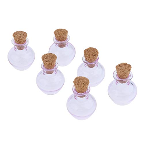6 Unids Pequeño Mini Tapón De Corcho Vitrales De Botellas De Vidrio De Colores Contenedores Frascos DIY Crafts Supply - Púrpura
