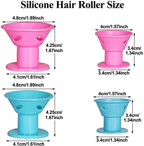 60pcs Magic Hair Rollers de silicona sin clip Rizadores de silicona Accesorios para herramientas de estilo de cabello profesional, sin rulos de silicona de calor (30Pink + 30Blue)