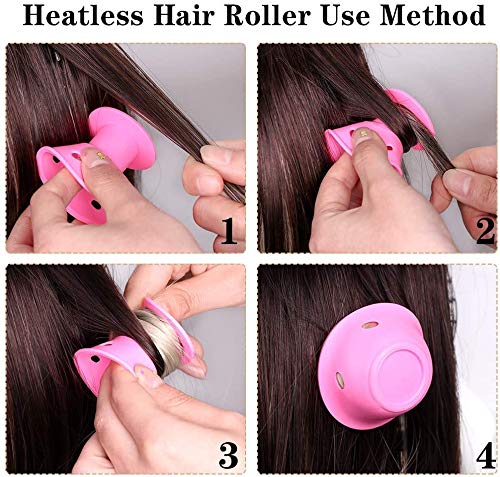 60pcs Magic Hair Rollers de silicona sin clip Rizadores de silicona Accesorios para herramientas de estilo de cabello profesional, sin rulos de silicona de calor (30Pink + 30Blue)