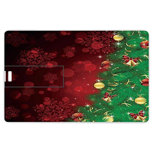 64 GB Unidades flash USB flash Navidad Forma de tarjeta de crédito bancaria Clave comercial U Disco de almacenamiento Memory Stick Trippy Xmas Tree Telón de fondo Rituales tradicionales con temas Jing